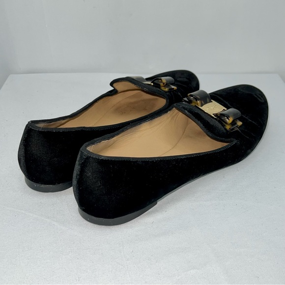 Salvatore Ferragamo Black Velvet Bow Detail Smoking Slippers - Picture 5 of 11